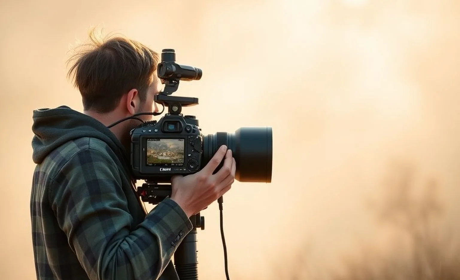 camera operator shooting footage photo