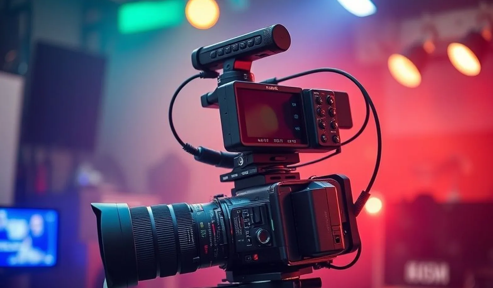 cinema camera rig professional stock